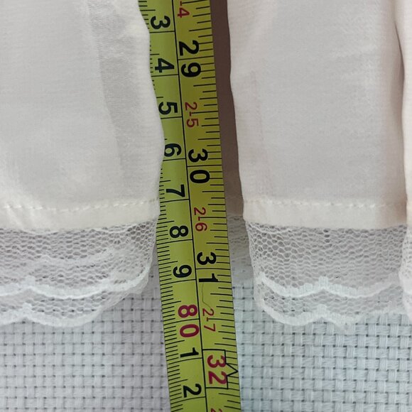 Ivory‎ Sleeveless Babydoll Top Lace Trim Semi Sheer Tiered Ruffle Blouse Sz S/M - Picture 9 of 14